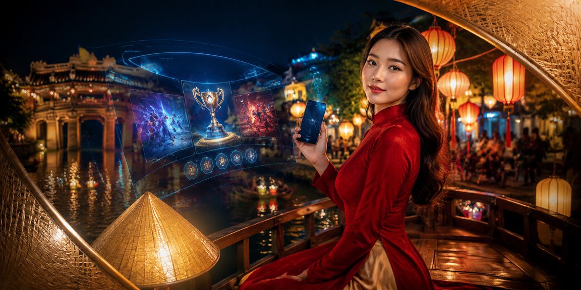 Không khí giải trí trực tuyến tại Hội An, người dùng trẻ trải nghiệm game trên điện thoại bên phố cổ